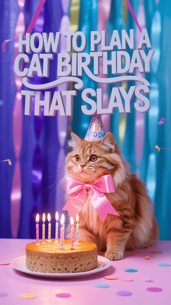 cat birthday party pin