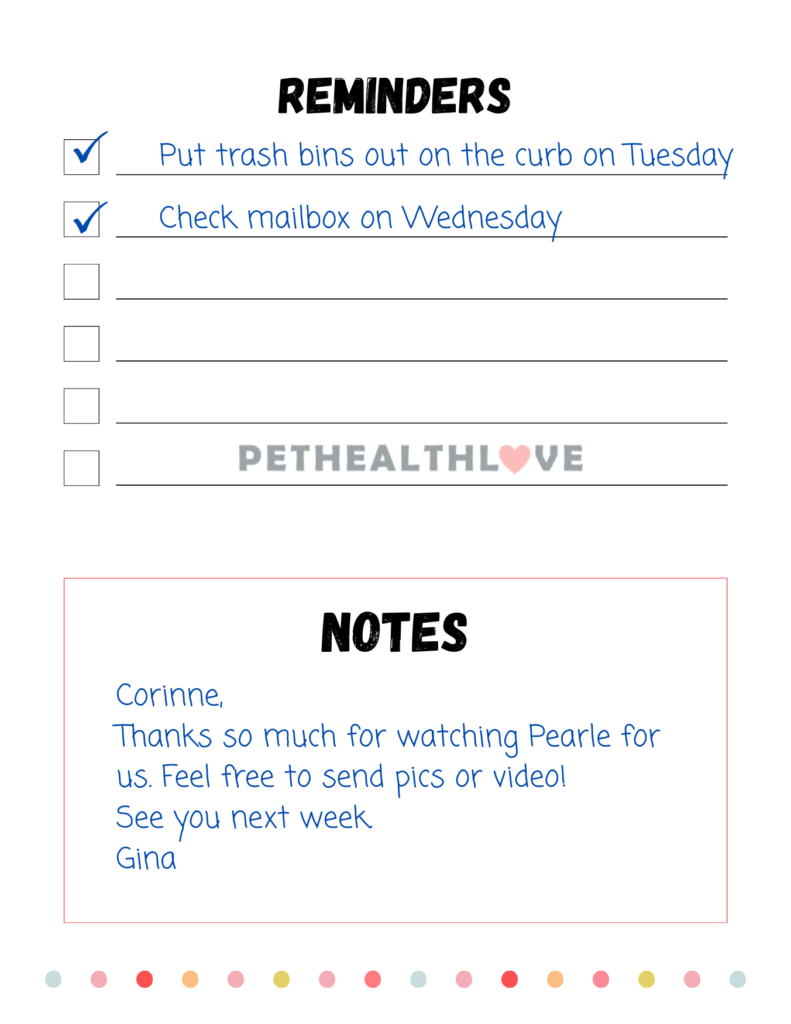 petsitter instructions