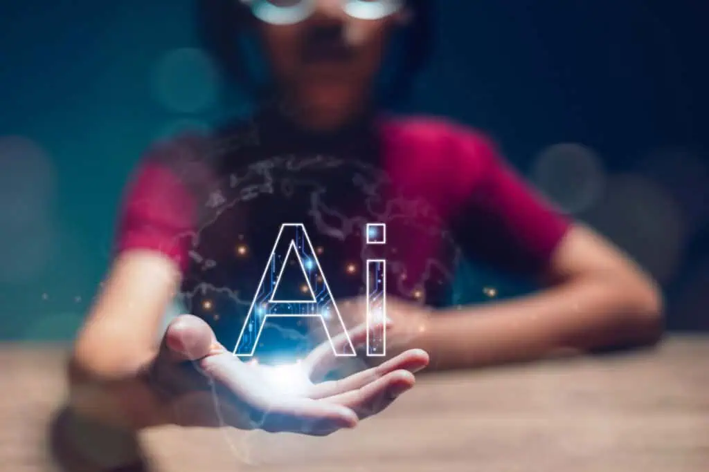 AI petcare; Women use AI to help work, AI Learning, and Artificial Intelligence Concepts. Business, modern technology, internet, and networking concepts. AI technology in everyday life